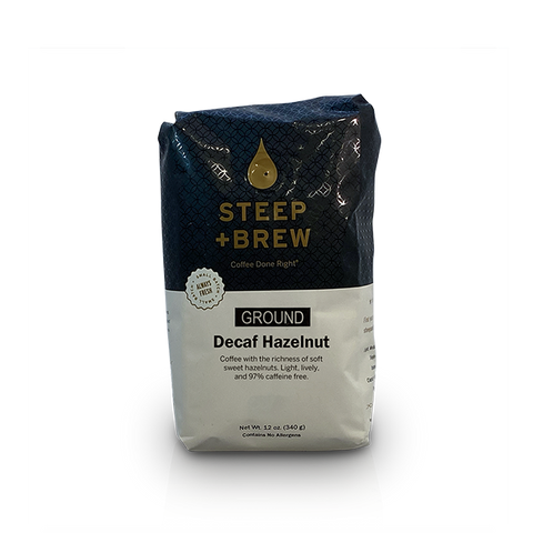 Decaf Hazelnut Coffee: 12oz Ground