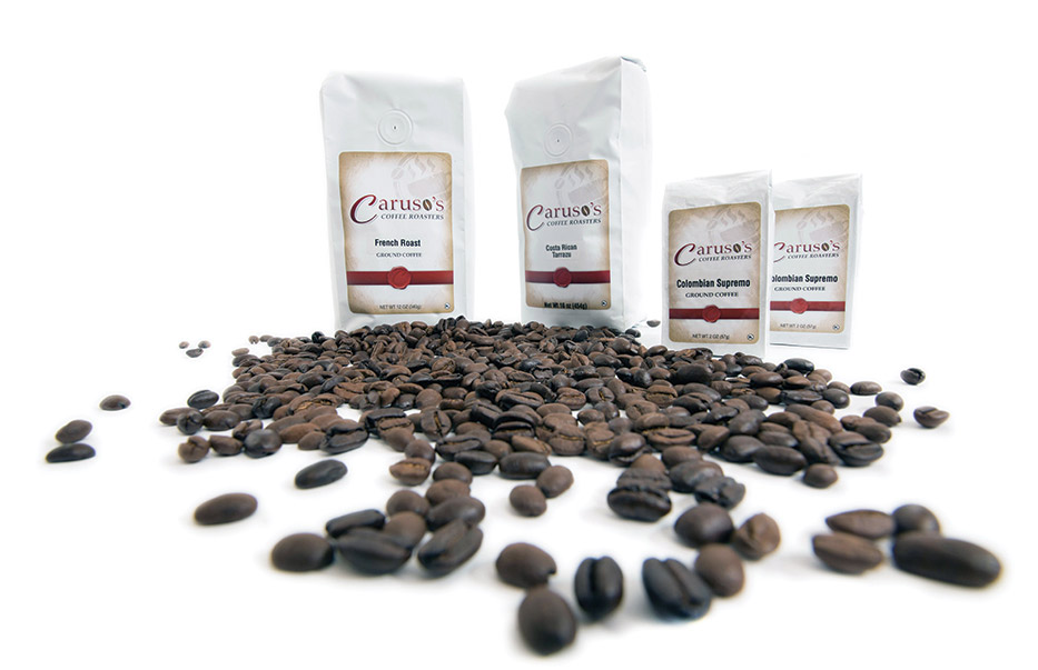 Coffee bags and beans
